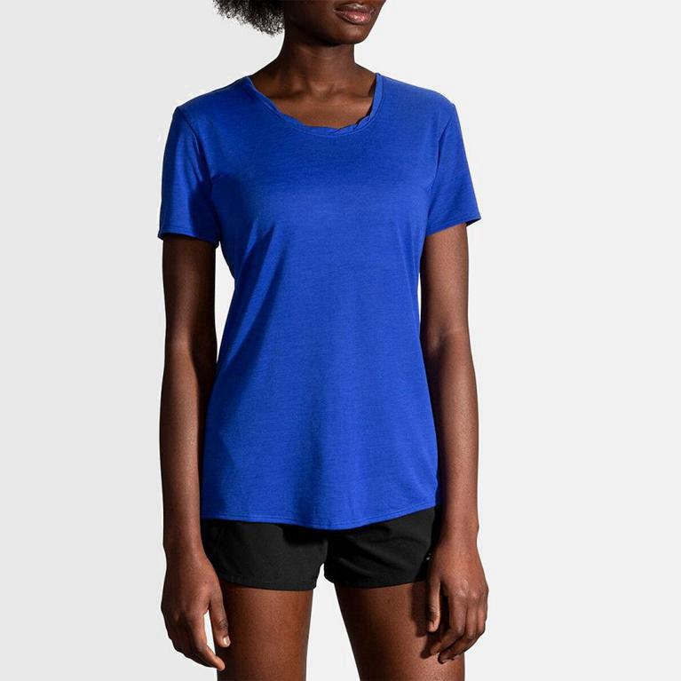 Brooks Distance Damen T-Shirts - Blau (JVOIG3617)